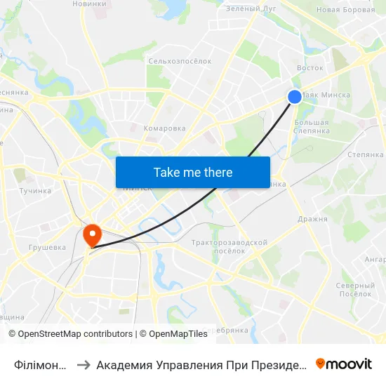Філімонава to Академия Управления При Президенте Рб map
