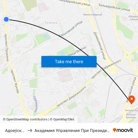 Адоеўскага to Академия Управления При Президенте Рб map