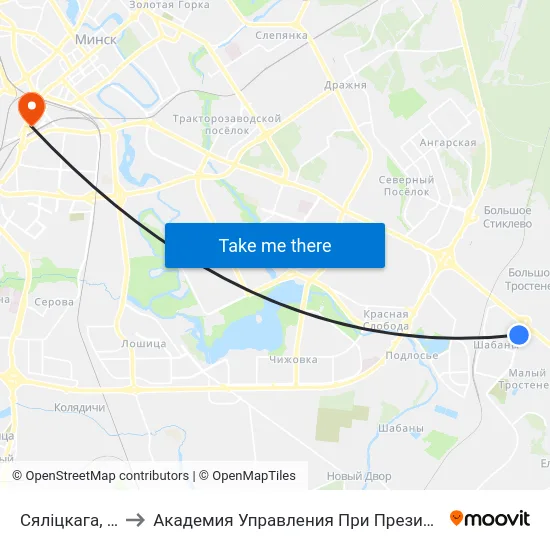 Сяліцкага, 105 to Академия Управления При Президенте Рб map