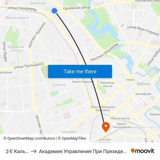 2-Е Кальцо to Академия Управления При Президенте Рб map