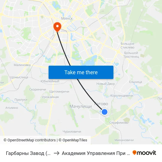 Гарбарны Завод (Кожзавод) to Академия Управления При Президенте Рб map