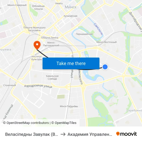 Веласіпедны Завулак (Велосипедный Переулок) to Академия Управления При Президенте Рб map