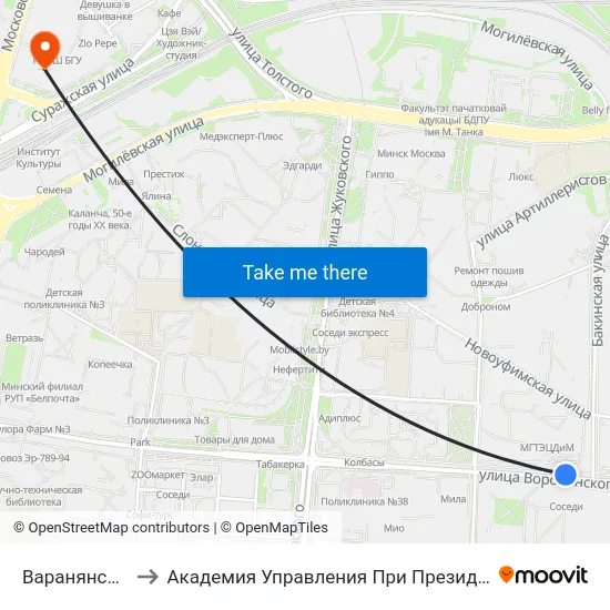 Варанянскага to Академия Управления При Президенте Рб map