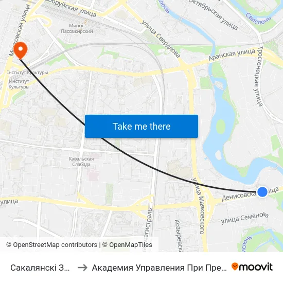 Сакалянскі Завулак to Академия Управления При Президенте Рб map