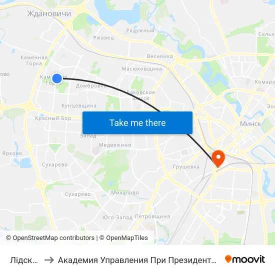 Лідская to Академия Управления При Президенте Рб map