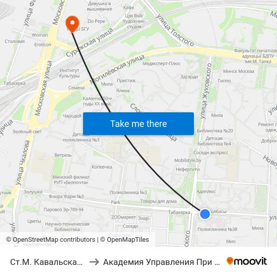 Ст.М. Кавальская Слабада to Академия Управления При Президенте Рб map