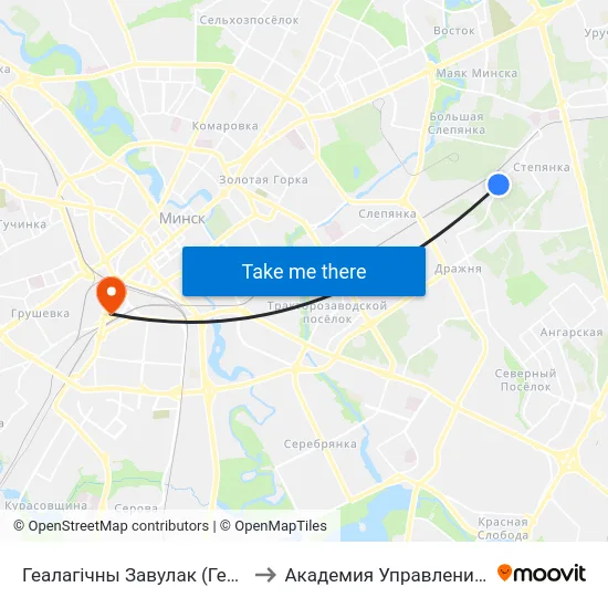 Геалагічны Завулак (Геологический Переулок) to Академия Управления При Президенте Рб map