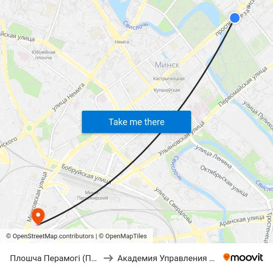 Плошча Перамогі (Площадь Победы) to Академия Управления При Президенте Рб map