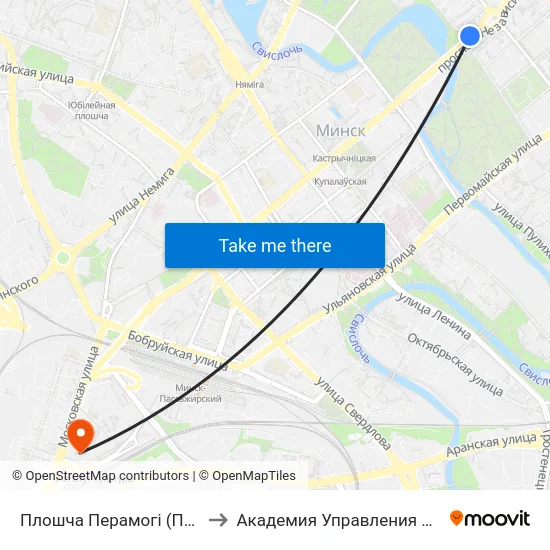 Плошча Перамогі (Площадь Победы) to Академия Управления При Президенте Рб map