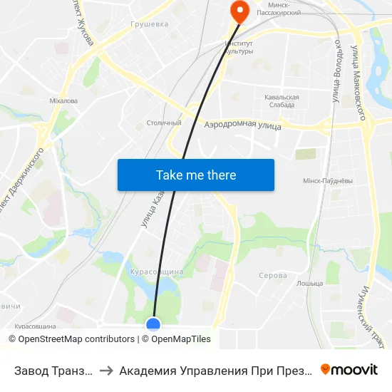 Завод Транзістар to Академия Управления При Президенте Рб map
