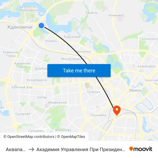Аквапарк to Академия Управления При Президенте Рб map
