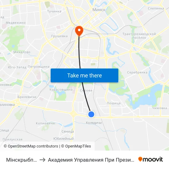 Мінскрыбпрам to Академия Управления При Президенте Рб map