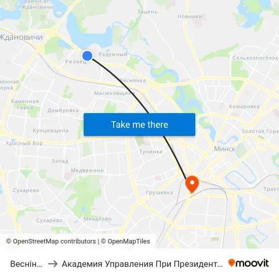 Веснінка to Академия Управления При Президенте Рб map