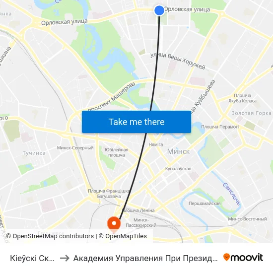 Кіеўскі Сквер to Академия Управления При Президенте Рб map