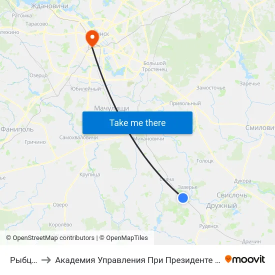 Рыбцы to Академия Управления При Президенте Рб map