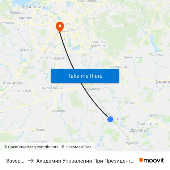 Зазерка to Академия Управления При Президенте Рб map
