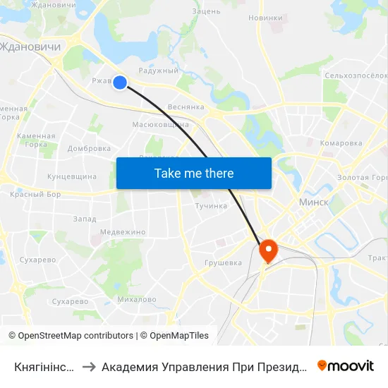 Княгінінская to Академия Управления При Президенте Рб map
