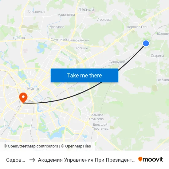 Садовый to Академия Управления При Президенте Рб map
