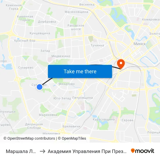 Маршала Лосіка to Академия Управления При Президенте Рб map
