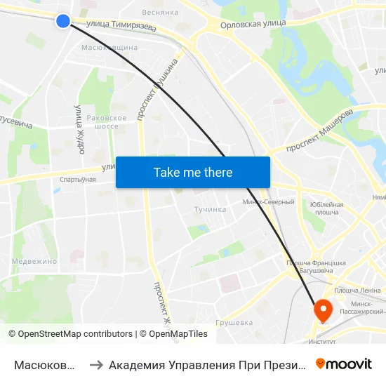 Масюковщина to Академия Управления При Президенте Рб map