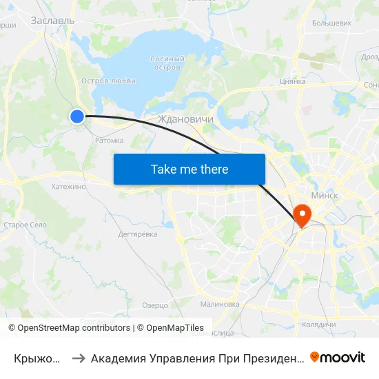 Крыжовка to Академия Управления При Президенте Рб map