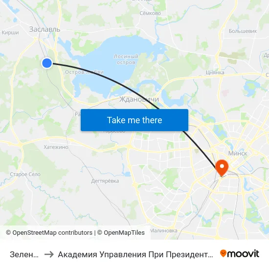 Зеленое to Академия Управления При Президенте Рб map