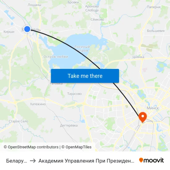 Беларусь to Академия Управления При Президенте Рб map