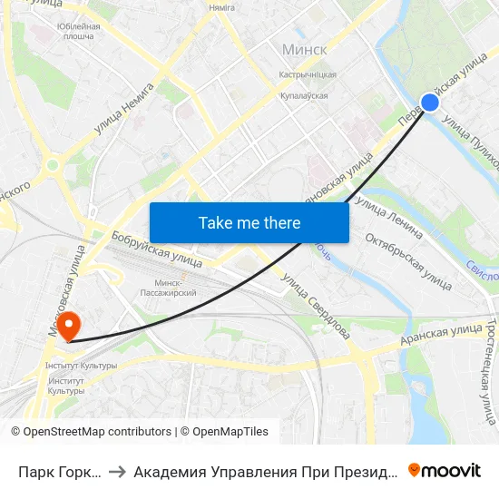 Парк Горкага to Академия Управления При Президенте Рб map