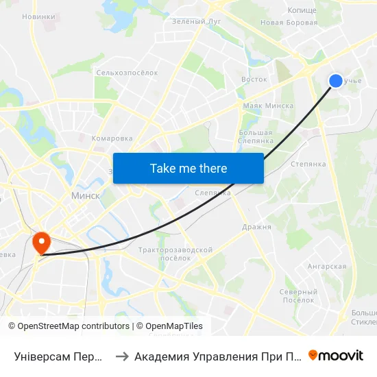 Універсам Першамайскі to Академия Управления При Президенте Рб map