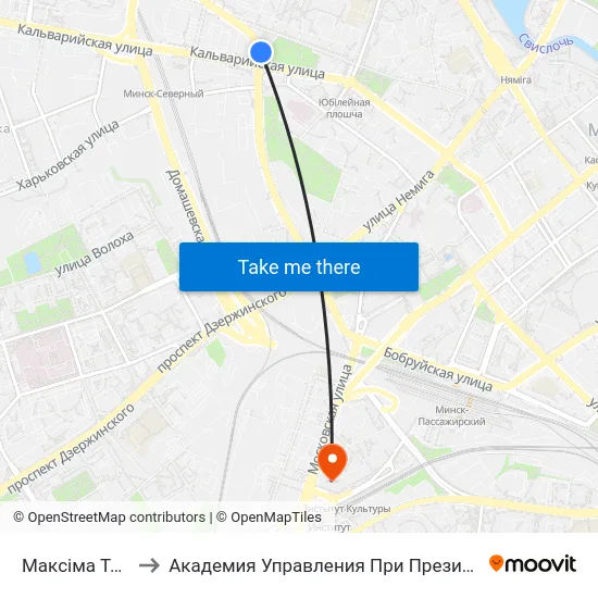 Максіма Танка to Академия Управления При Президенте Рб map