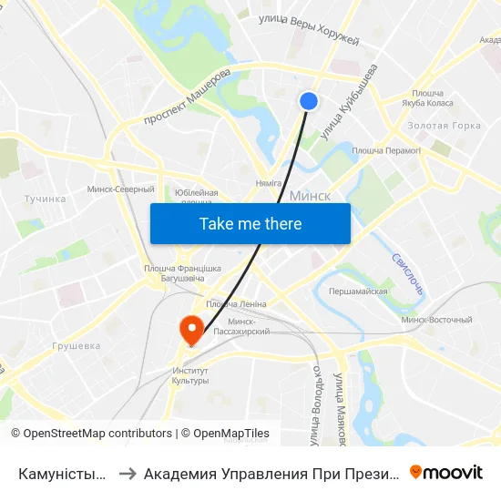 Камуністычная to Академия Управления При Президенте Рб map