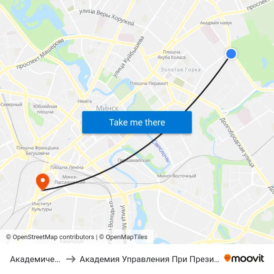 Академическая to Академия Управления При Президенте Рб map