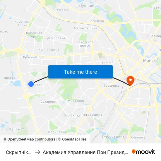 Скрыпнікава to Академия Управления При Президенте Рб map