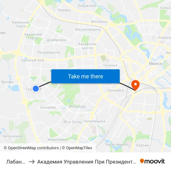 Лабанка to Академия Управления При Президенте Рб map
