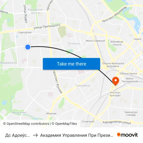 Дс Адоеўскага to Академия Управления При Президенте Рб map