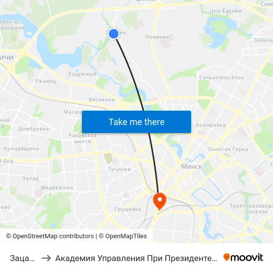 Зацань to Академия Управления При Президенте Рб map