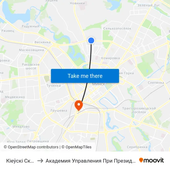 Кіеўскі Сквер to Академия Управления При Президенте Рб map