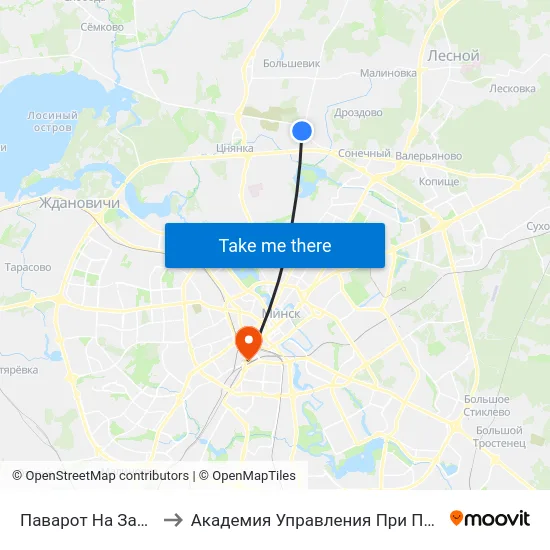 Паварот На Забалацце to Академия Управления При Президенте Рб map