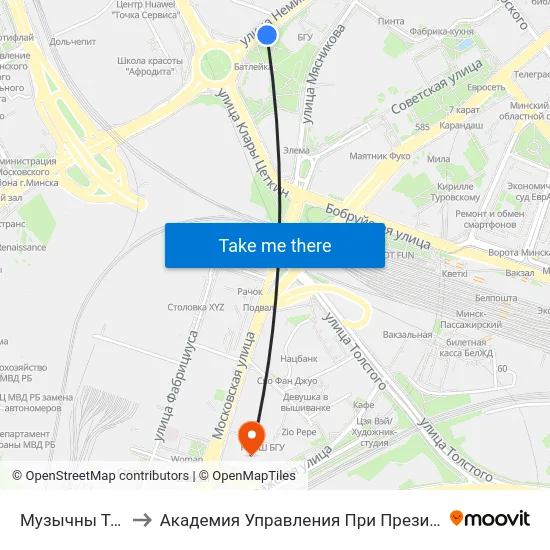 Музычны Тэатр to Академия Управления При Президенте Рб map