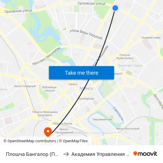 Плошча Бангалор (Площадь Бангалор) to Академия Управления При Президенте Рб map