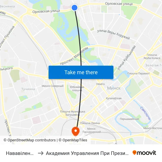 Нававіленская to Академия Управления При Президенте Рб map