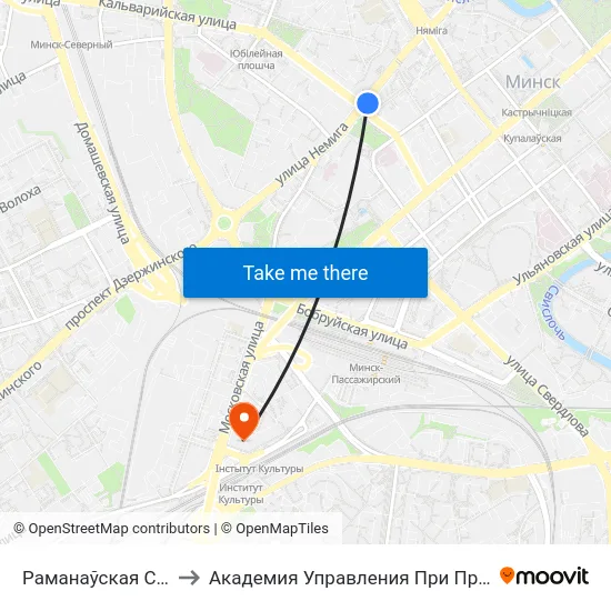 Раманаўская Слабада to Академия Управления При Президенте Рб map