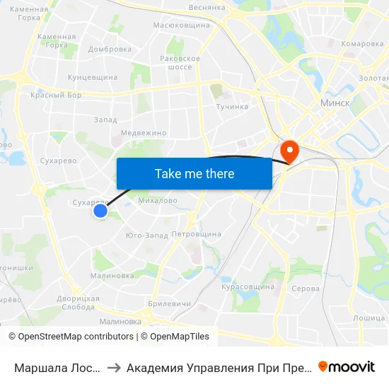 Маршала Лосіка, 28 to Академия Управления При Президенте Рб map