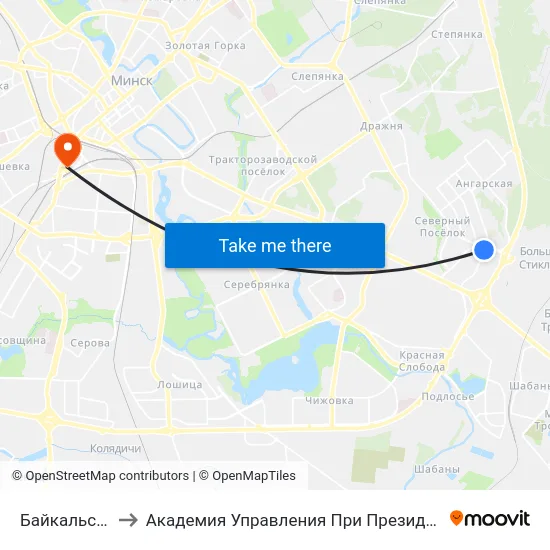 Байкальская to Академия Управления При Президенте Рб map