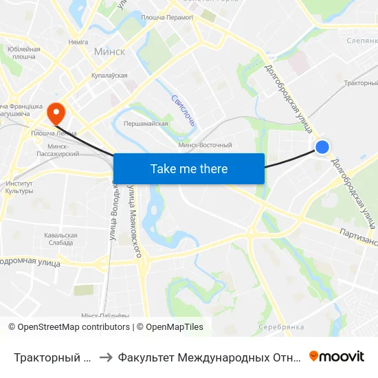 Тракторный Завод to Факультет Международных Отношений Бгу map