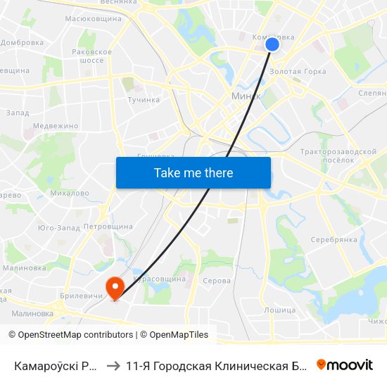 Камароўскі Рынак to 11-Я Городская Клиническая Больница map