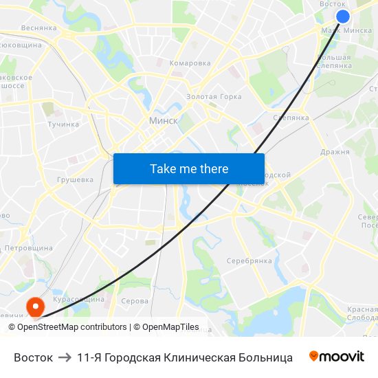 Восток to 11-Я Городская Клиническая Больница map