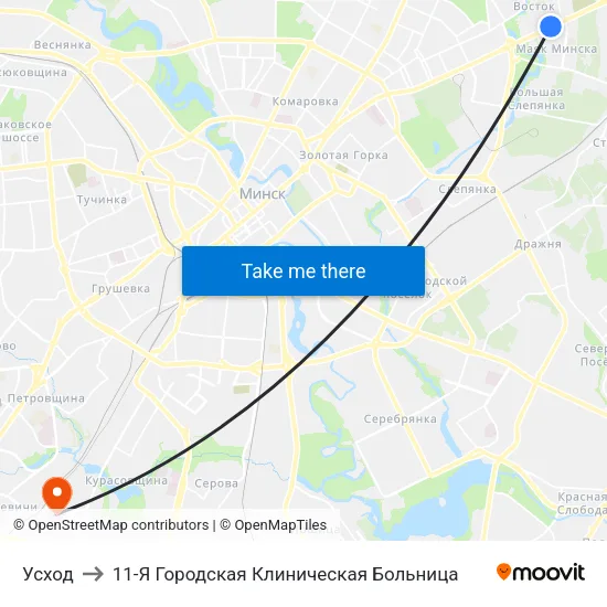 Усход to 11-Я Городская Клиническая Больница map