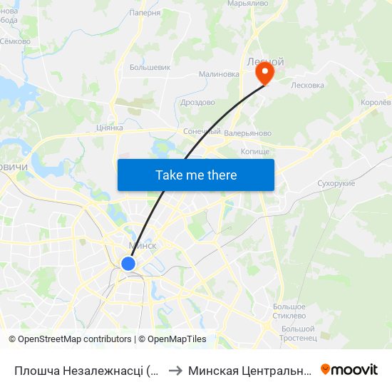 Плошча Незалежнасці (Площадь Независимости) to Минская Центральная Районная Больница map