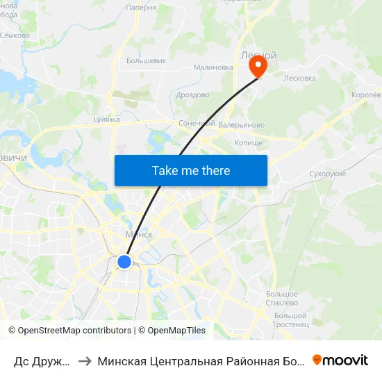 Дс Дружная to Минская Центральная Районная Больница map